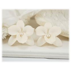 White Orchids Stud Earrings