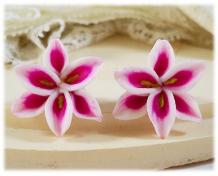 Pink Lily Stud Earrings