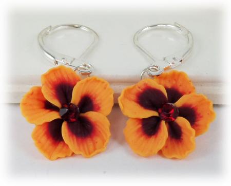 Orange Hibiscus Earrings