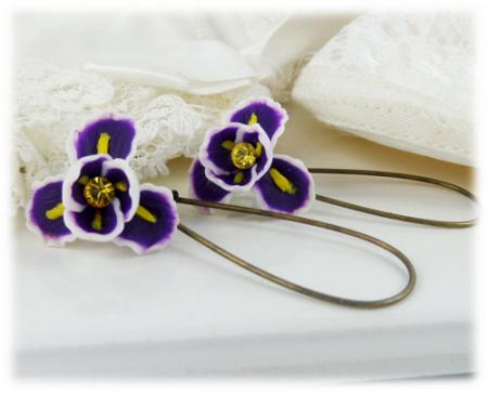 Purple Iris Drop Earrings