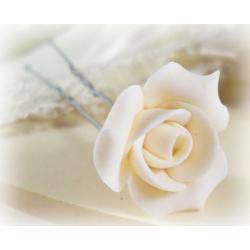 White Bridal Rosebud Hair Pins
