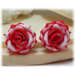 Double Delight  Rose Earrings Studs