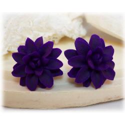 Purple Dahlia Stud Earrings