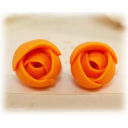 Tiny Orange Flower Earrings