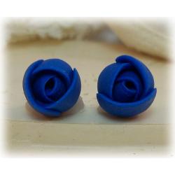 Blue Small Flower Bud Earrings