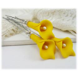 Yellow Calla Lily Hair Pins