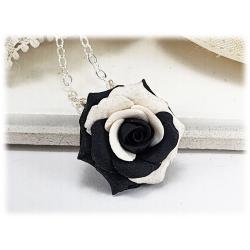 Black and White Rose Necklace