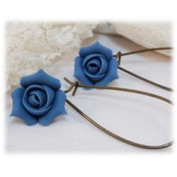 Blue Rosebud Drop Earrings