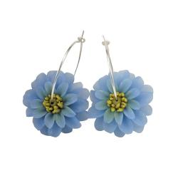 Blue Dahlia Hoop Earrings