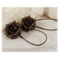 Metallic Bronze Rose Drop Earrings