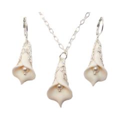 White Calla Lily Jewelry Set