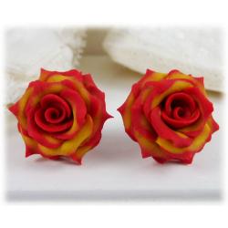 Fire-tipped Rose Earring Studs