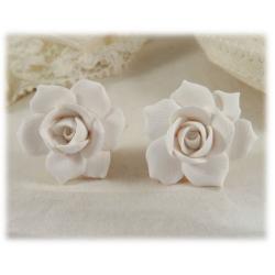 White Gardenia Stud Earrings