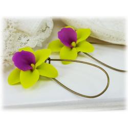 Green Orchids Drop Earrings