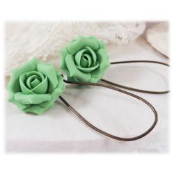 Green Peridot Rose Drop Earrings