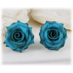 Green-tipped Rose Earring Studs