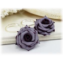 Plum Tipped Lavender Rose Drop Earrings