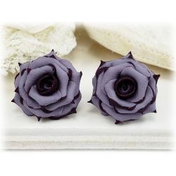 Plum Tipped Lavender Rose Stud Earrings