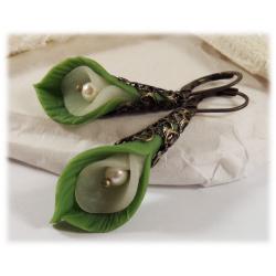 Leaf Enwrapped Calla Lily Earrings