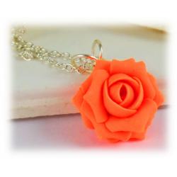 Neon Orange Rose Necklace