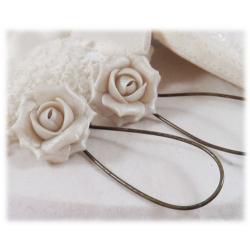 Off White Pearl Rose Drop Earrings