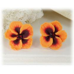 Orange Hibiscus Stud Earrings