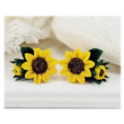 Petite Sunflower Bouquet Stud Earrings