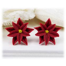 Red Poinsettia Stud Earrings