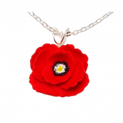 Poppy Flower Pendant Necklace