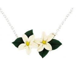 Realistic Tiny Jasmine Flower Bar Necklace