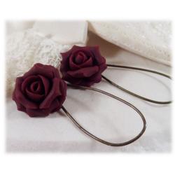 Red Garnet Rose Drop Earrings