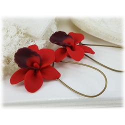 Red Orchid Drop Earrings