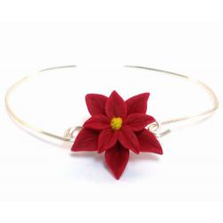 Poinsettia Flower Bangle Bracelet