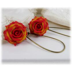 Fire-tipped Rose Drop Earrings