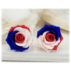 Red White and Blue Rose Stud Earrings