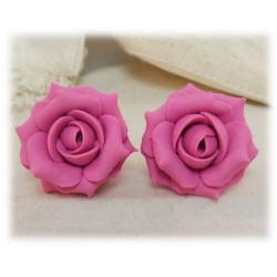 Pink Petal Rose Stud Earrings