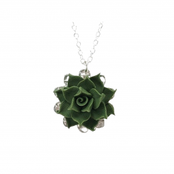 Green Succulent Charm Necklace