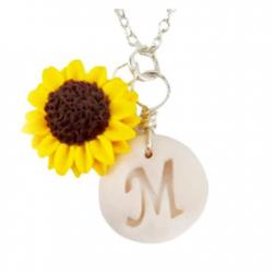 Sunflower Initial Necklace