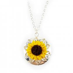 Sunflower Silver Locket Necklace