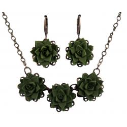 Three green Succulents Jewelry Set