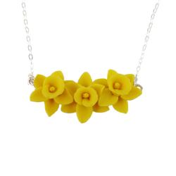 Tiny Daffodil Flower Bar Necklace