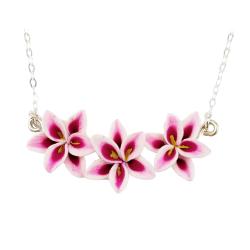 Tiny Stargazer Lily Flower Bar Necklace