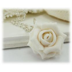 White Rose Glitter Necklace