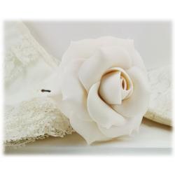 White Ivory Rose Hair Pins