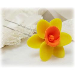 Yellow Orange Daffodil Hair Pins
