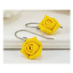 Yellow Rosebud Drop Earrings