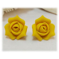 Yellow Rosebud Stud Earrings