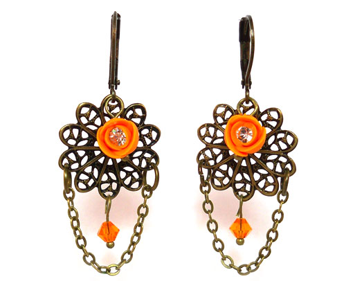 Orange Chandelier Earrings