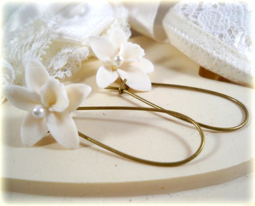 White Pearl Bridal Orchid Drop Earrings 2000 2400
