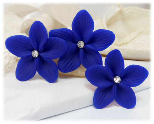 Blue Flower Wedding Hair Pins 